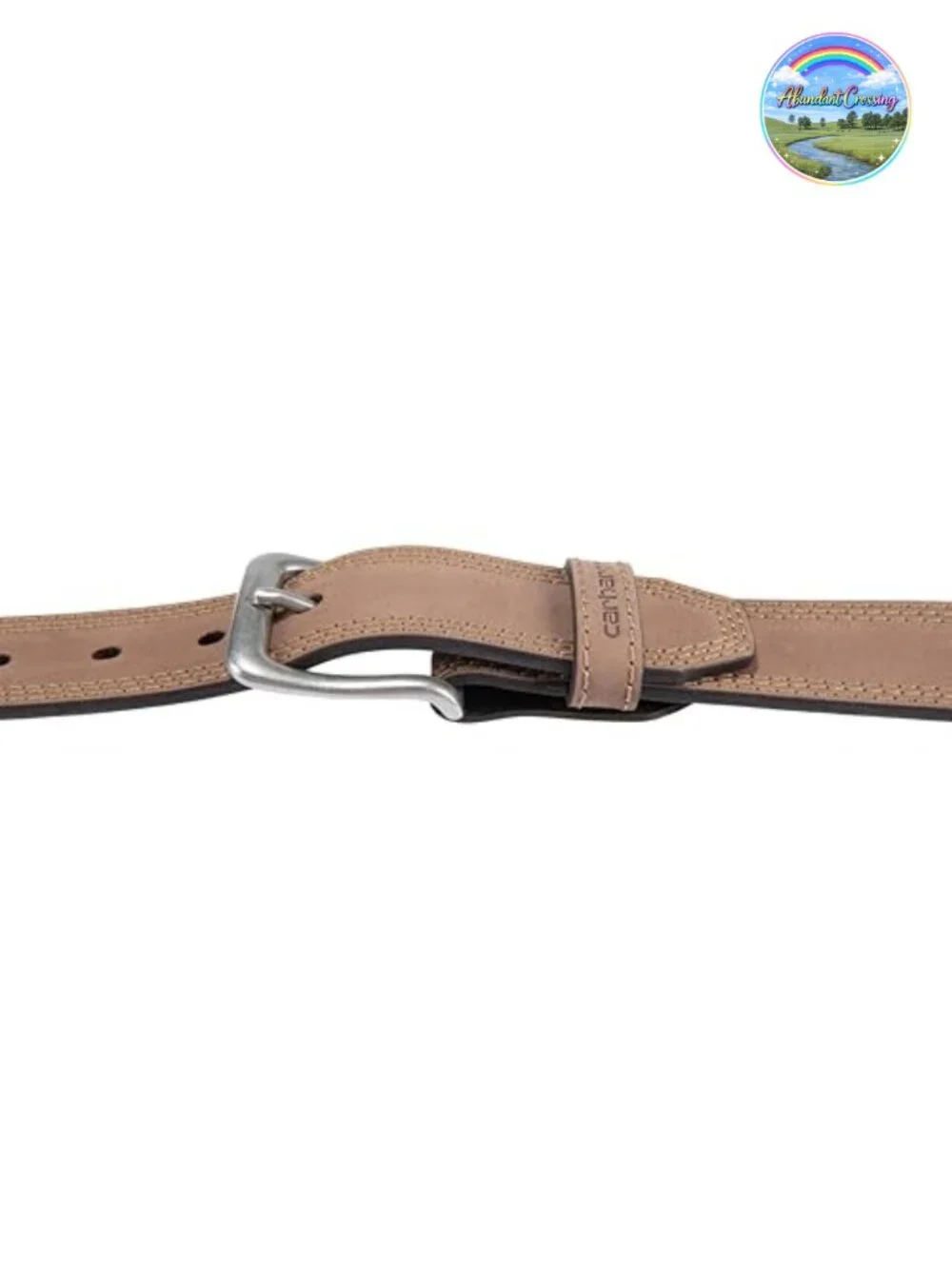 Men's Casual Top Grain Saddle Leather Triple Stitch Belt with Buckle
